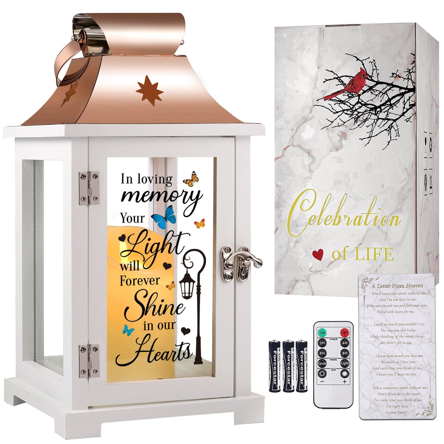 Memorial Lantern, Sympathy Gifts for Loss of Mom/Loved One, Bereavement Gifts, in Memory Loved One Lantern,Celebration Life, Funeral Lantern,Mom You Left me Beautiful Memories