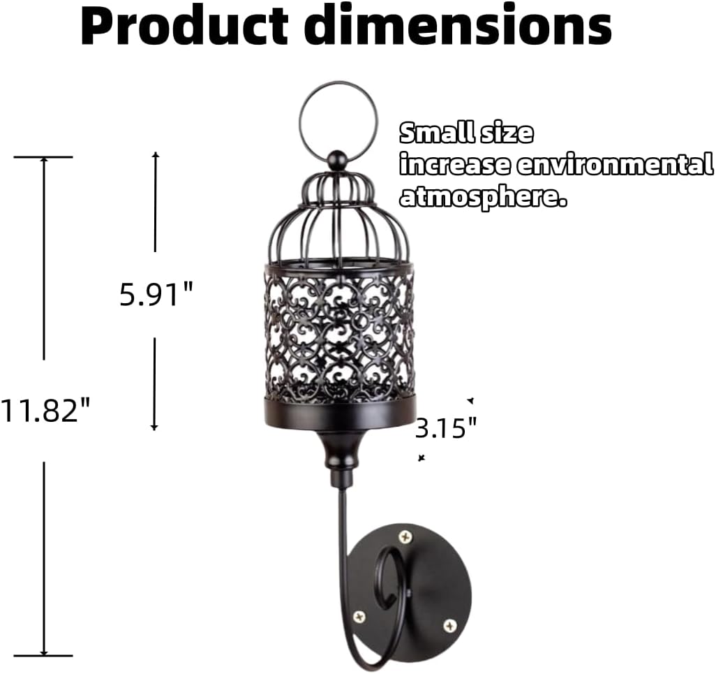 Wall Sconce Candle Holder Birdcage Style Design Metal Wall Candle Holder, Home Wall Decoration for Living Room, Bathroom, Dining Room（Single-Head）