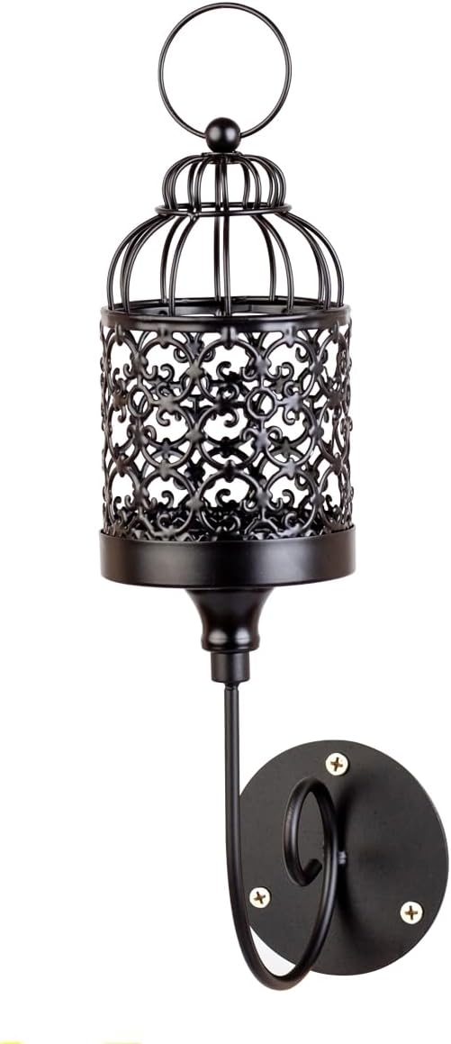 Wall Sconce Candle Holder Birdcage Style Design Metal Wall Candle Holder, Home Wall Decoration for Living Room, Bathroom, Dining Room（Single-Head）