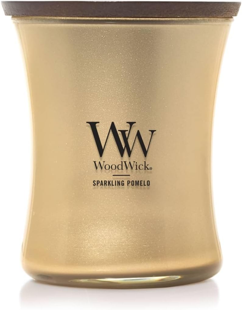 WoodWick Sparkling Pomelo Holiday Candle Gifts for Women and Men, 9.7 oz Precious Metals Collection with Crackling Wick