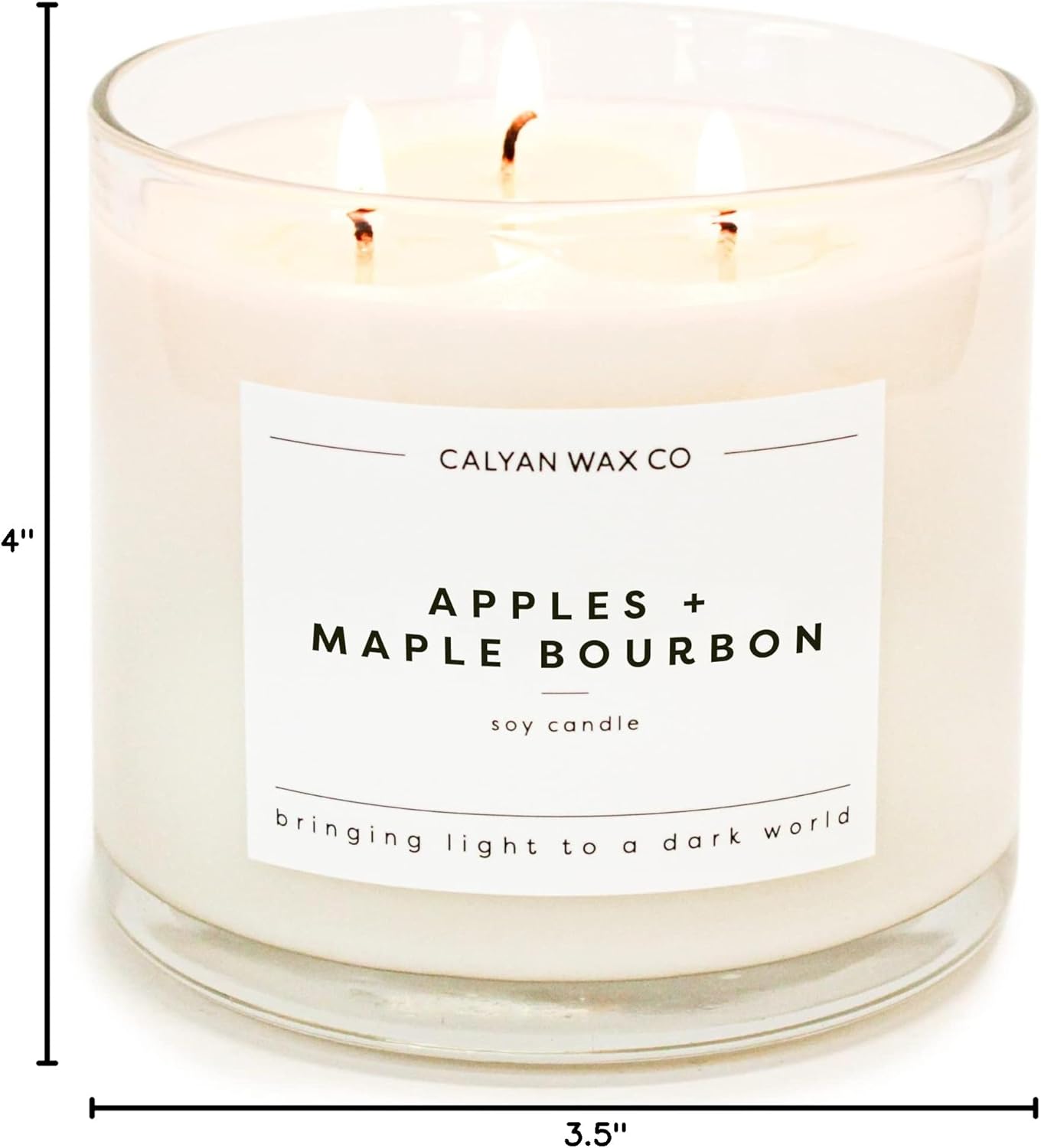 Calyan Wax Co. Apples & Maple Bourbon 3 Wick Scented Candle - 43 Hour Burn - Luxury 3 Wick Soy Candles - Non Toxic Soy Wax Candles - Long Lasting Large Glass Jar Candle for Home - 14.9oz