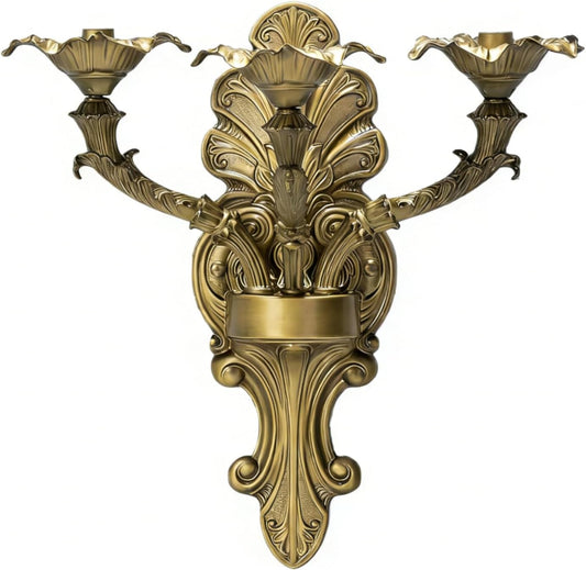 We Moment Candle Sconce 3 Arm，Medieval Iron Candle Holder-Vintage Wall Mount Taper Candle Sconces for Gothic Decor, Church, Rustic Home Decor(Set of 1