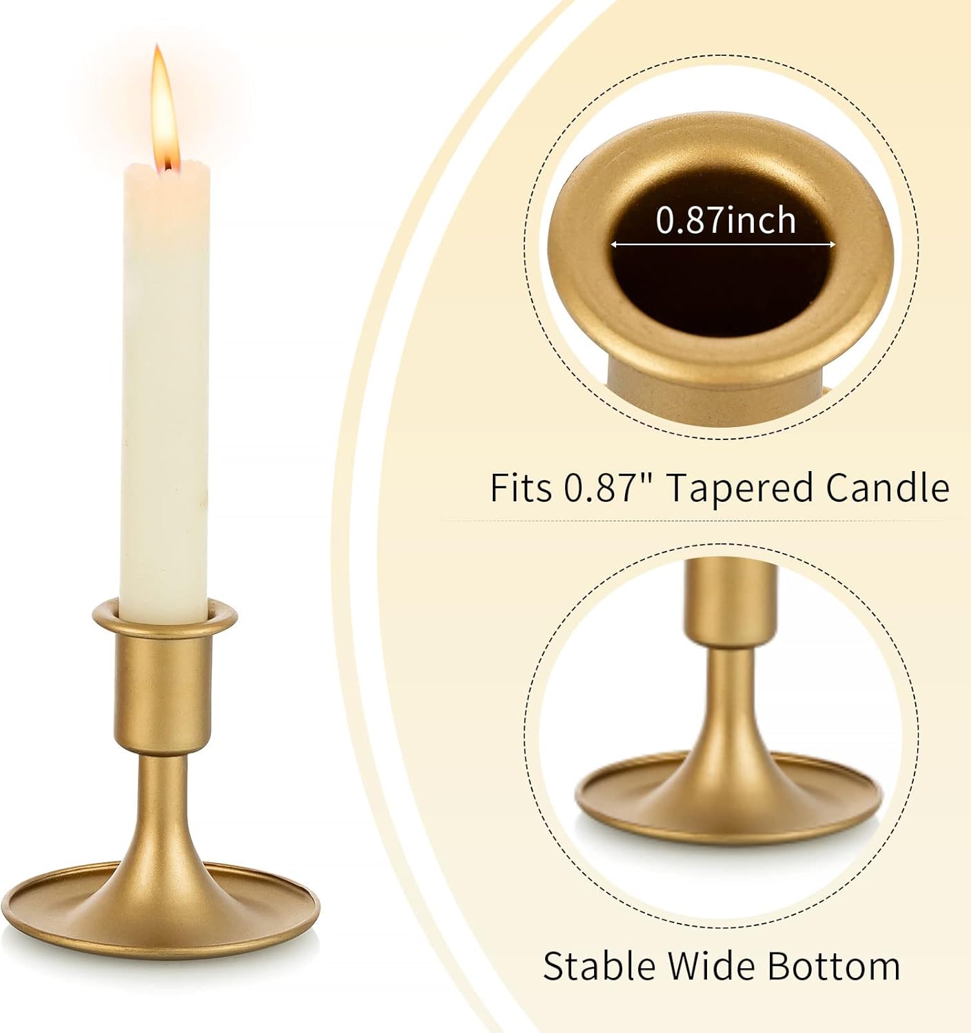 Romadedi Hurricane Candlestick Holders Gold - 10 Pcs Taper Candle Holders Bulk Tall Clear Glass Cylinder for Wedding Table Centerpieces Party Decor Birthday Christmas Home Decorations