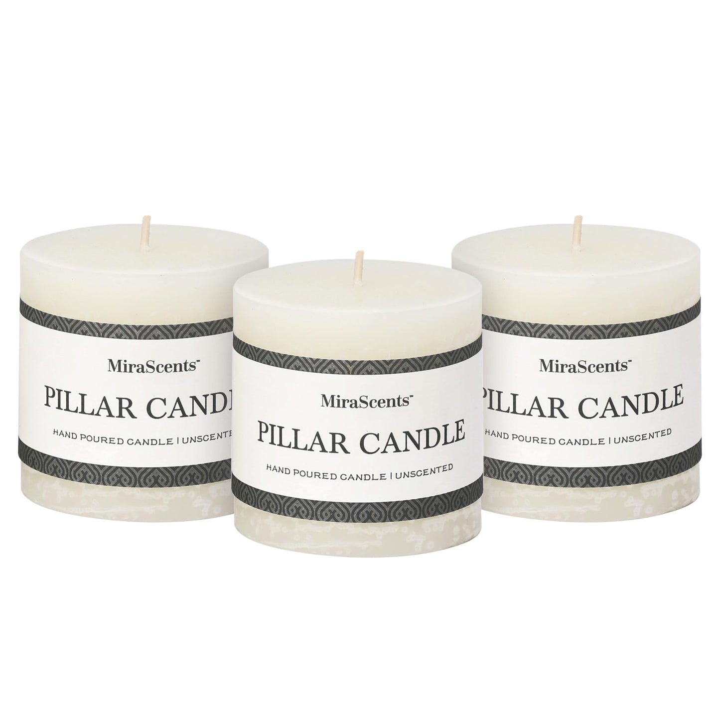 3x4 Inch Sage Green Pillar Candles - Set of 3, Unscented, Long Burning, Smokeless Dripless Candles for Spring Home Decor, Dinner Table, Bathroom, Rustic Decor