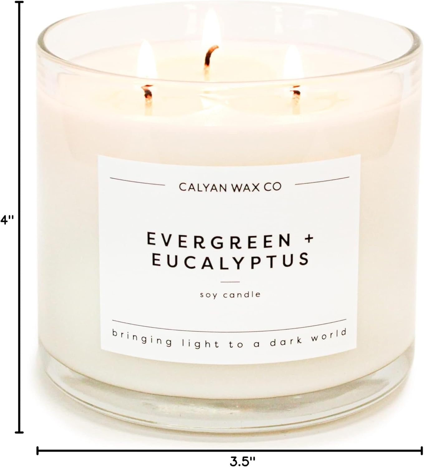 Calyan Wax Co. Evergreen & Eucalyptus 3 Wick Scented Candle - 43 Hour Burn - Luxury 3 Wick Soy Candles - Non Toxic Soy Wax Candles - Long Lasting Large Glass Jar Candle for Home - 14.9oz