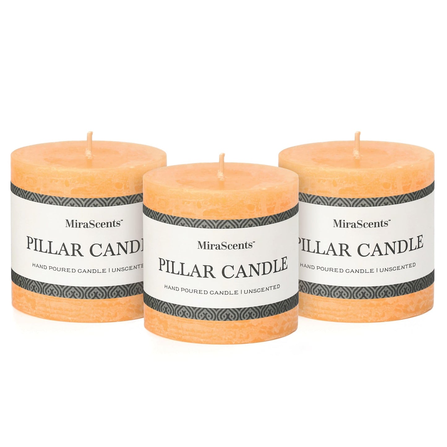 3x4 Inch Sage Green Pillar Candles - Set of 3, Unscented, Long Burning, Smokeless Dripless Candles for Spring Home Decor, Dinner Table, Bathroom, Rustic Decor