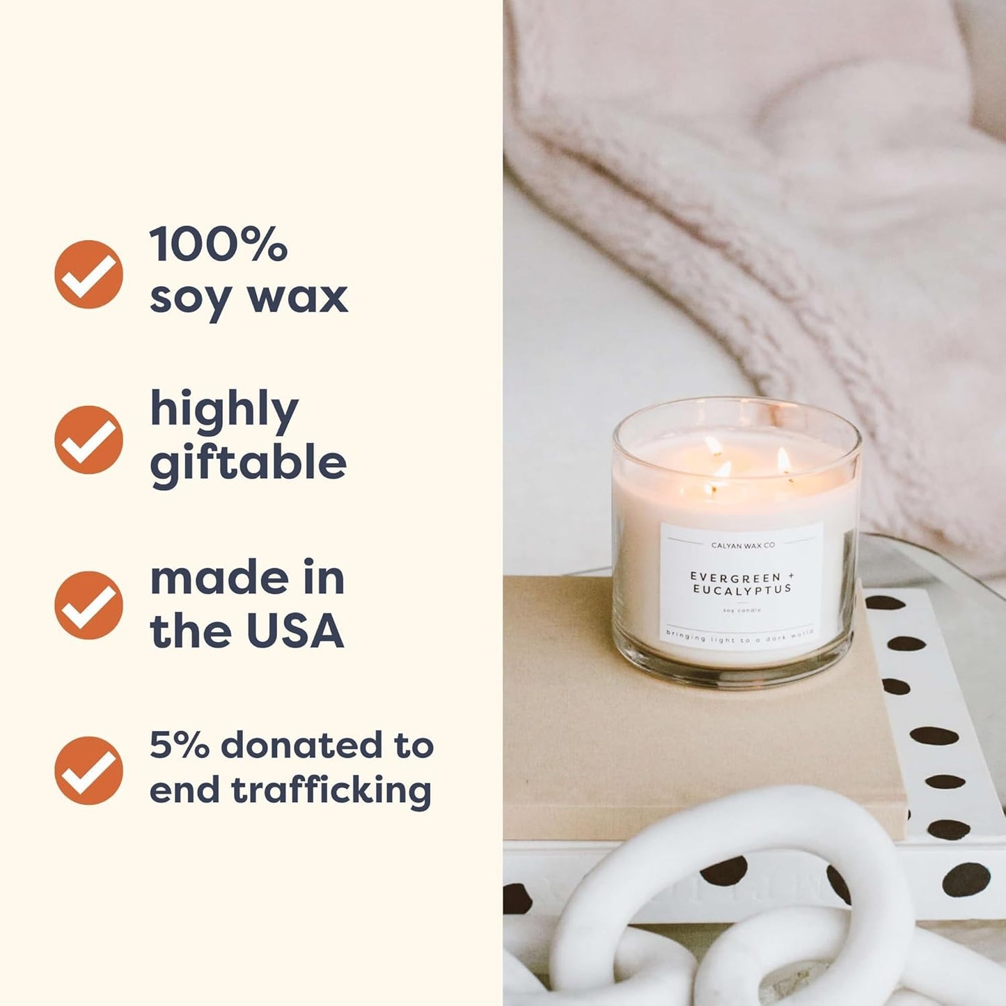 Calyan Wax Co. Apples & Maple Bourbon 3 Wick Scented Candle - 43 Hour Burn - Luxury 3 Wick Soy Candles - Non Toxic Soy Wax Candles - Long Lasting Large Glass Jar Candle for Home - 14.9oz