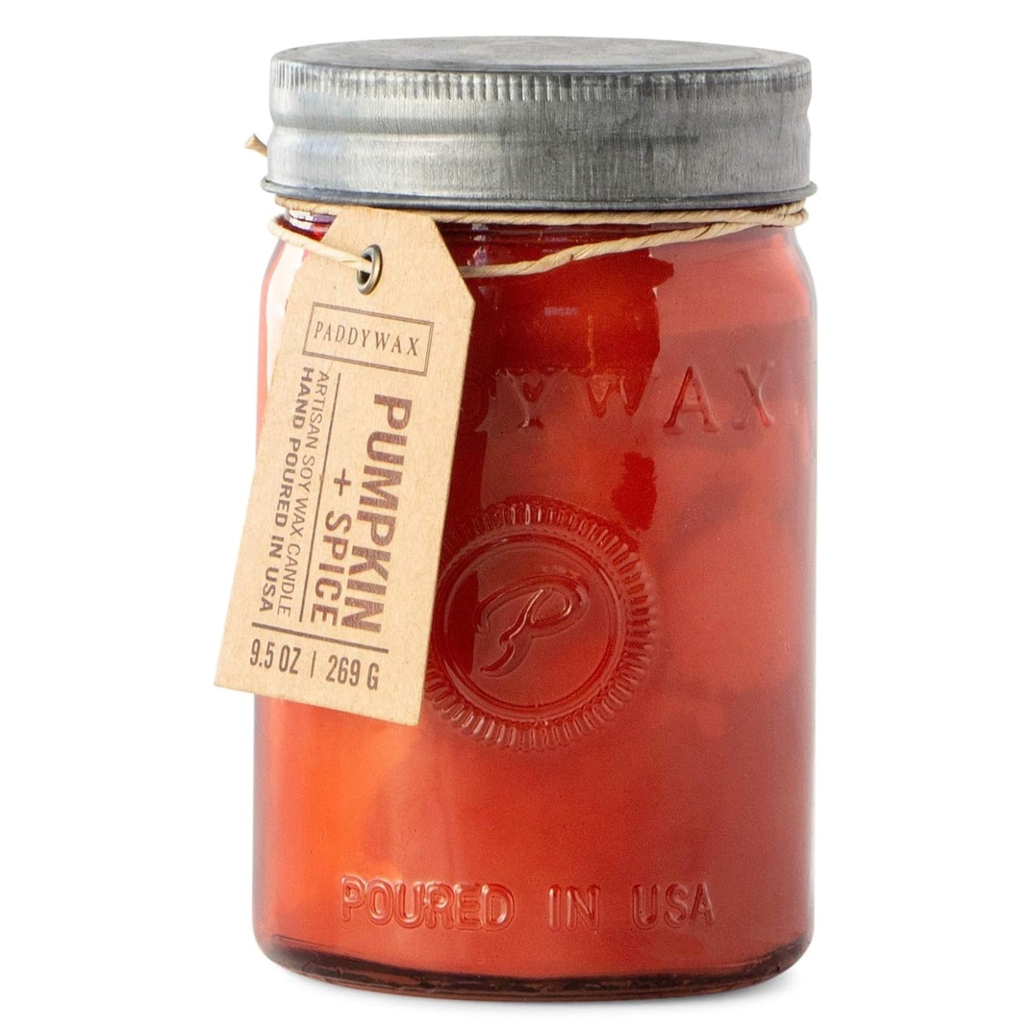 Paddywax Scented Candles Relish Collection Soy Wax Artisan Candle in Glass Jar with Lid, 9.5-Ounce, Pomegranate + Spruce