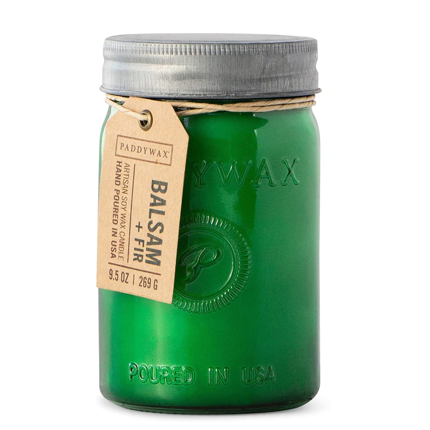 Paddywax Scented Candles Relish Collection Soy Wax Artisan Candle in Glass Jar with Lid, 9.5-Ounce, Pomegranate + Spruce