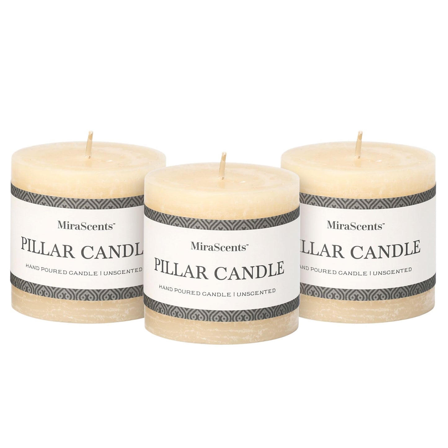 3x4 Inch Sage Green Pillar Candles - Set of 3, Unscented, Long Burning, Smokeless Dripless Candles for Spring Home Decor, Dinner Table, Bathroom, Rustic Decor