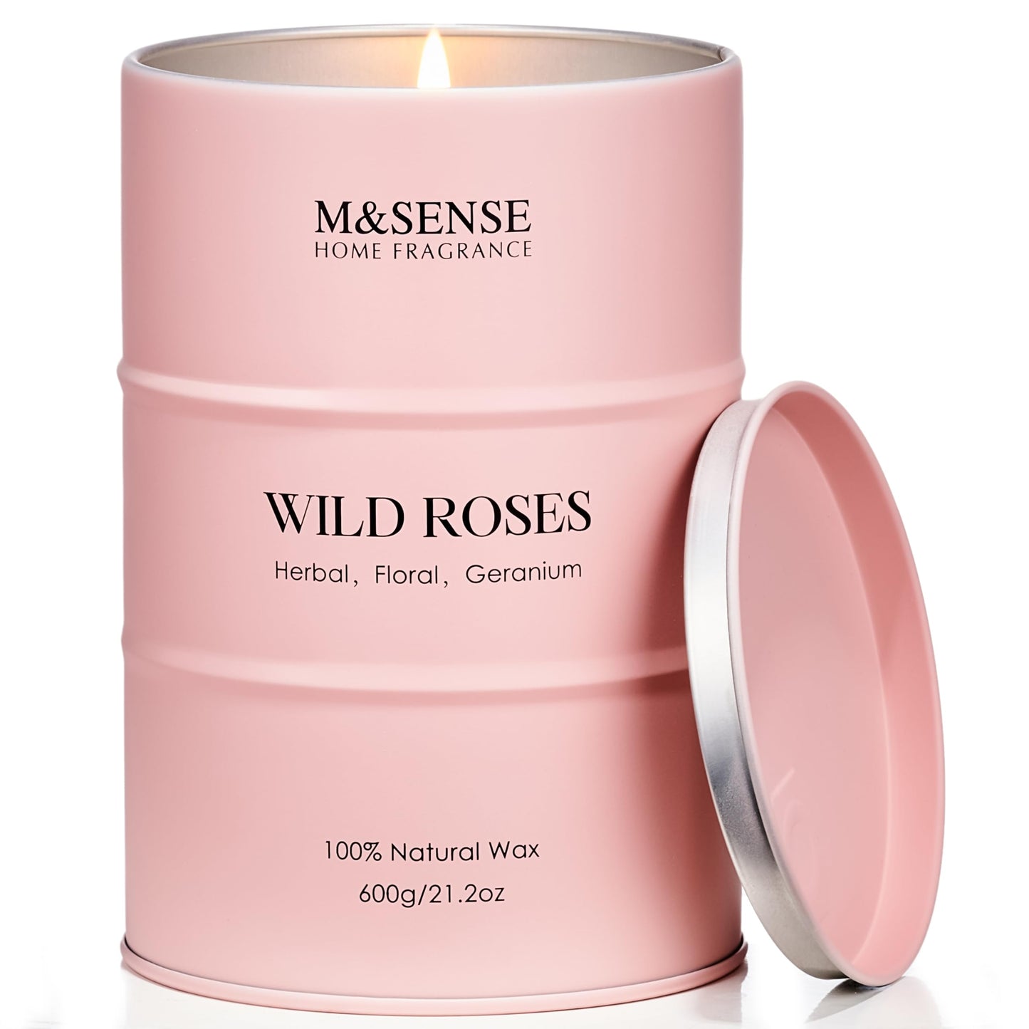 M&SENSE Wild Rose Natural Scented Candle, 70 Hours Long Lasting Soy Candles 11.3oz, Stress Relief Aromatherapy Candles for Women, Romantic Candle Gifts Valentines Day Gifts for Her