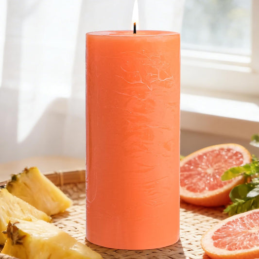 Tropical Orchard Scented Pillar Candle - 2.8x6 Inch, 75-Hour Burn, Pineapple & Grapefruit Luxury Aromatherapy Candle, Sweet Fruit Scent Pillar Candles for Home, Natural Fragrance Candle for Air Purify