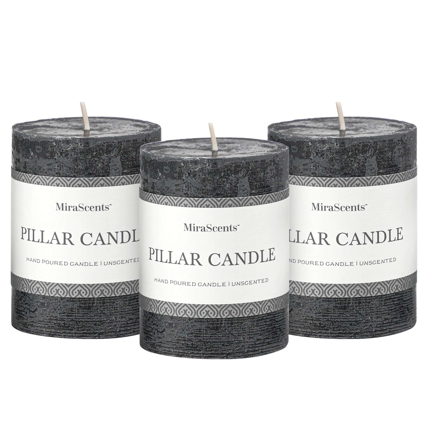 3x4 Inch Sage Green Pillar Candles - Set of 3, Unscented, Long Burning, Smokeless Dripless Candles for Spring Home Decor, Dinner Table, Bathroom, Rustic Decor