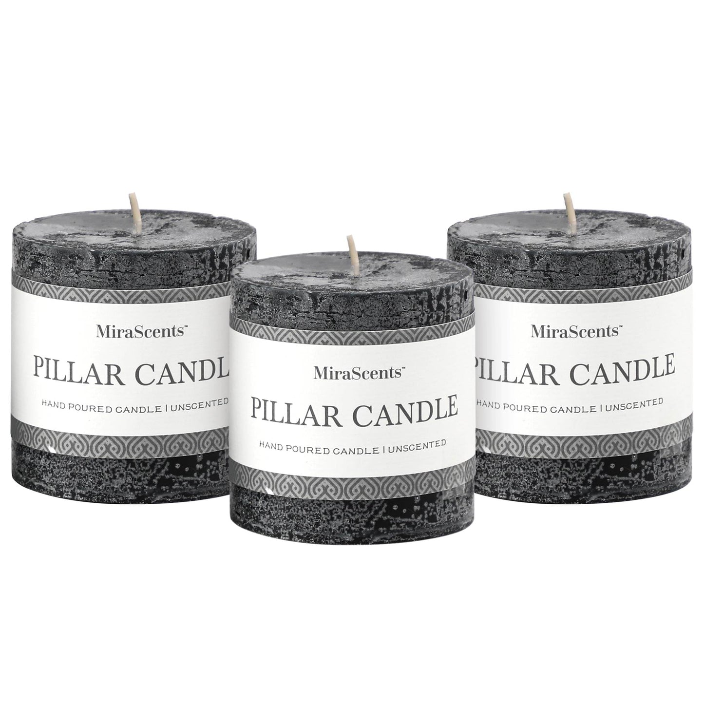 3x4 Inch Sage Green Pillar Candles - Set of 3, Unscented, Long Burning, Smokeless Dripless Candles for Spring Home Decor, Dinner Table, Bathroom, Rustic Decor