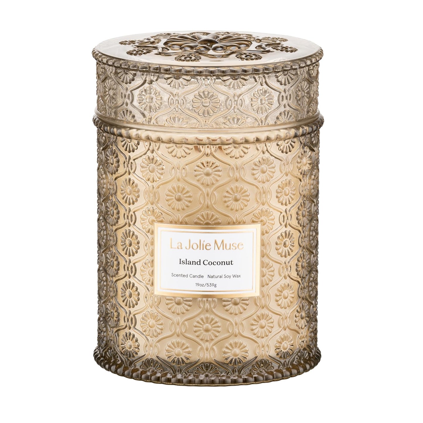 LA JOLIE MUSE Lavender Suede Candle – Eucalyptus, Lavender & Sandalwood 19 oz Large Wooden Wick Candle | Natural Soy Wax | 90 Hours Clean Burn | Aromatherapy Candle for Relaxation