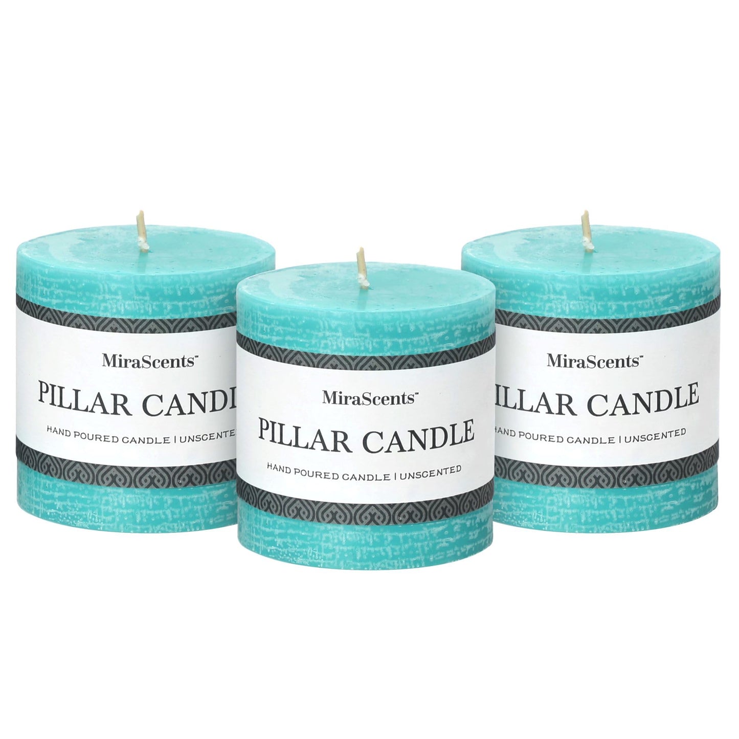 3x4 Inch Sage Green Pillar Candles - Set of 3, Unscented, Long Burning, Smokeless Dripless Candles for Spring Home Decor, Dinner Table, Bathroom, Rustic Decor