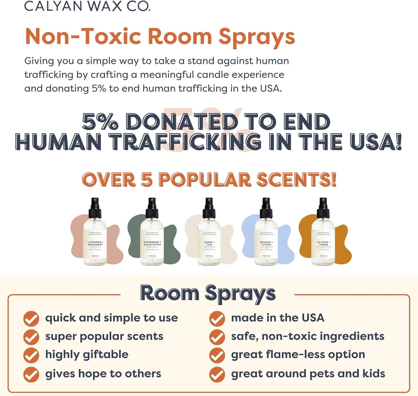 Calyan Wax Co. Evergreen & Eucalyptus Room Spray - Non Toxic Air Freshener - Natural Room Deodorizer with Essential Oils - Air Freshener Spray for Home - 4 fl oz