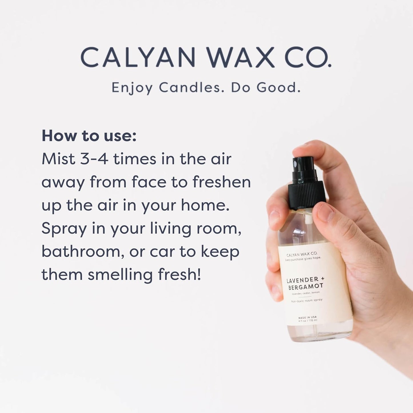 Calyan Wax Co. Evergreen & Eucalyptus Room Spray - Non Toxic Air Freshener - Natural Room Deodorizer with Essential Oils - Air Freshener Spray for Home - 4 fl oz