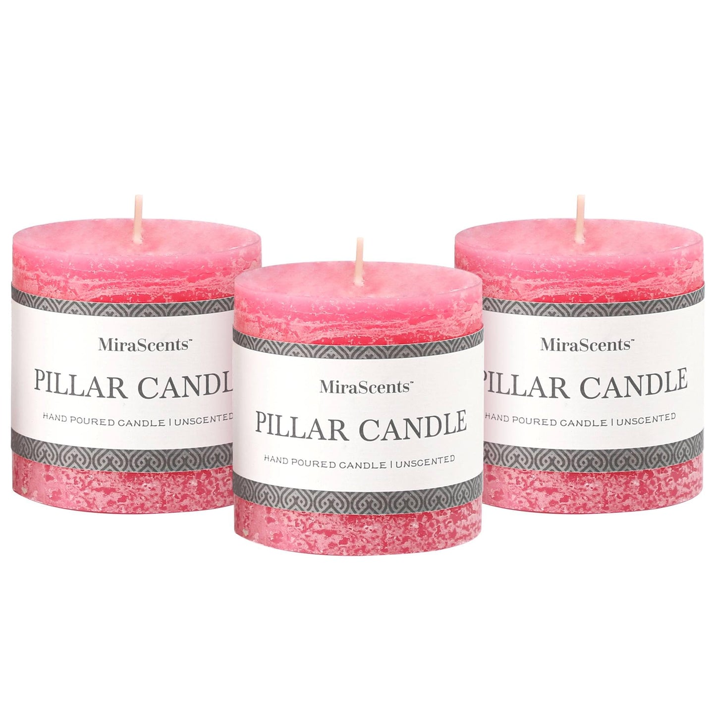 3x4 Inch Sage Green Pillar Candles - Set of 3, Unscented, Long Burning, Smokeless Dripless Candles for Spring Home Decor, Dinner Table, Bathroom, Rustic Decor