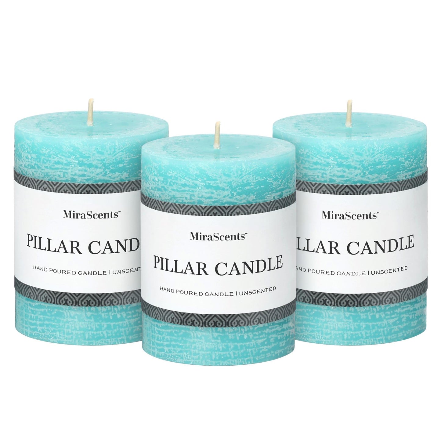 3x4 Inch Sage Green Pillar Candles - Set of 3, Unscented, Long Burning, Smokeless Dripless Candles for Spring Home Decor, Dinner Table, Bathroom, Rustic Decor