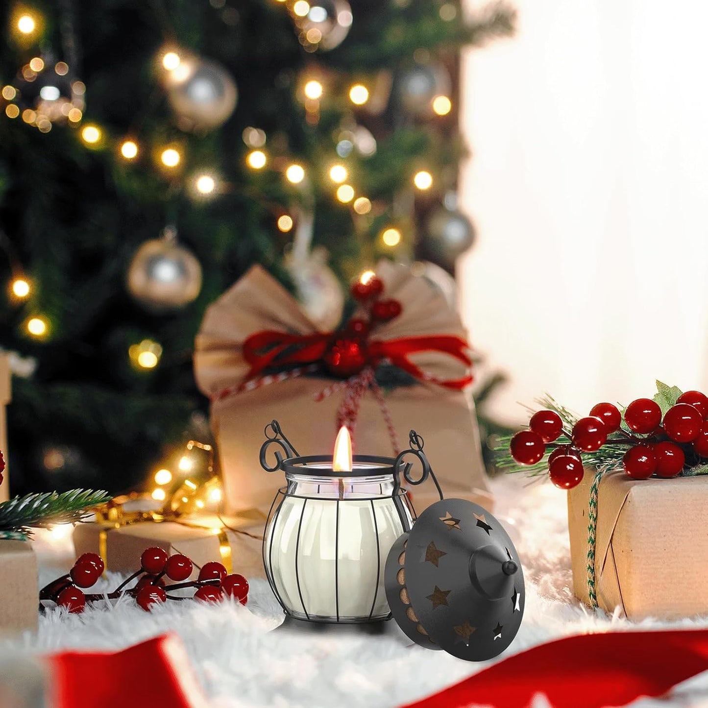 Scented Candles Gifts Set for Women, 2X 6 oz Aromatherapy Jar Candles for Home, Vanilla & Lavender Soy Wax Long Lasting Retro Lantern Candles Perfect for Stress Relief Mum Yoga Bath Spa Christmas