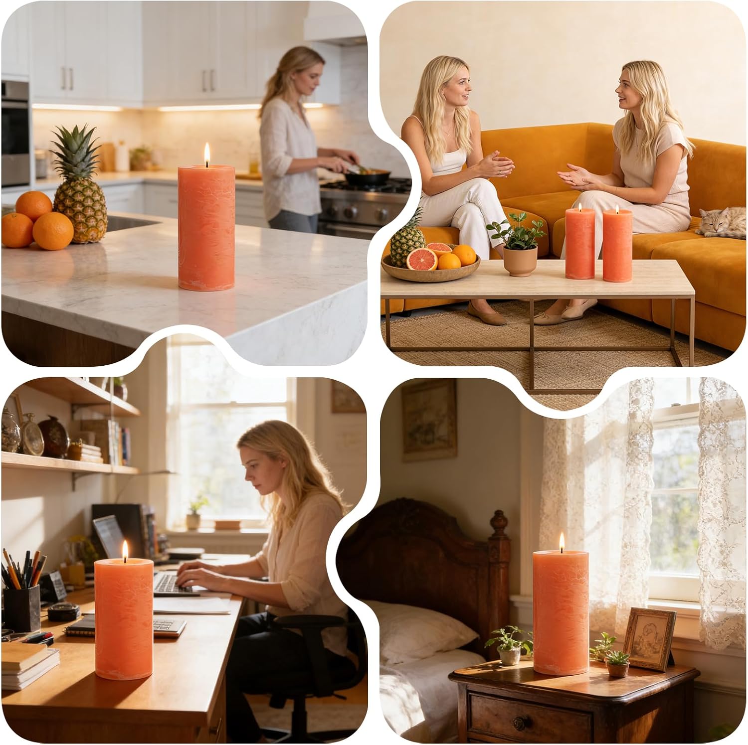 Tropical Orchard Scented Pillar Candle - 2.8x6 Inch, 75-Hour Burn, Pineapple & Grapefruit Luxury Aromatherapy Candle, Sweet Fruit Scent Pillar Candles for Home, Natural Fragrance Candle for Air Purify