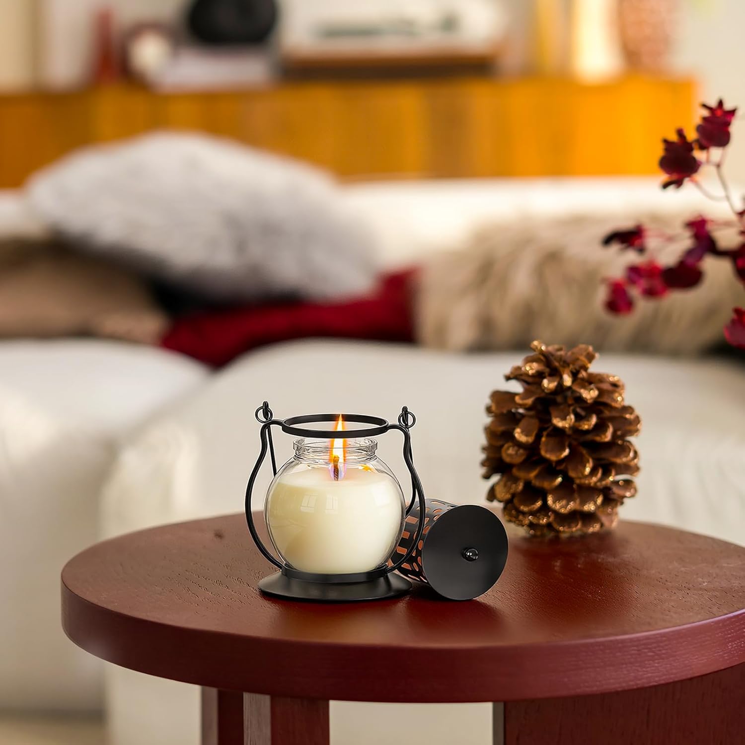 Scented Candles Gift Set - 3 Pack Candles for Home Scented Retro Lantern, Fall Candle Set Perfect for Women, Birthday, Yoga, Weddings, Christmas - Soy Wax Candle Vanilla, Rose, Lavender