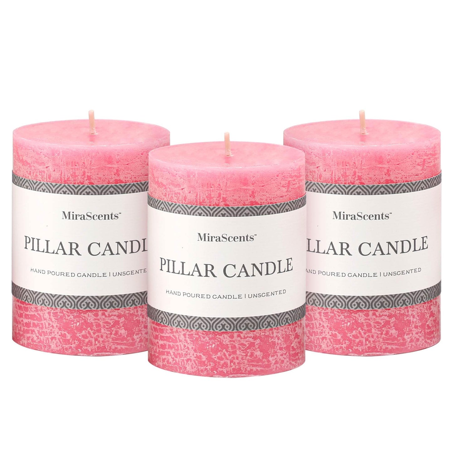 3x4 Inch Sage Green Pillar Candles - Set of 3, Unscented, Long Burning, Smokeless Dripless Candles for Spring Home Decor, Dinner Table, Bathroom, Rustic Decor