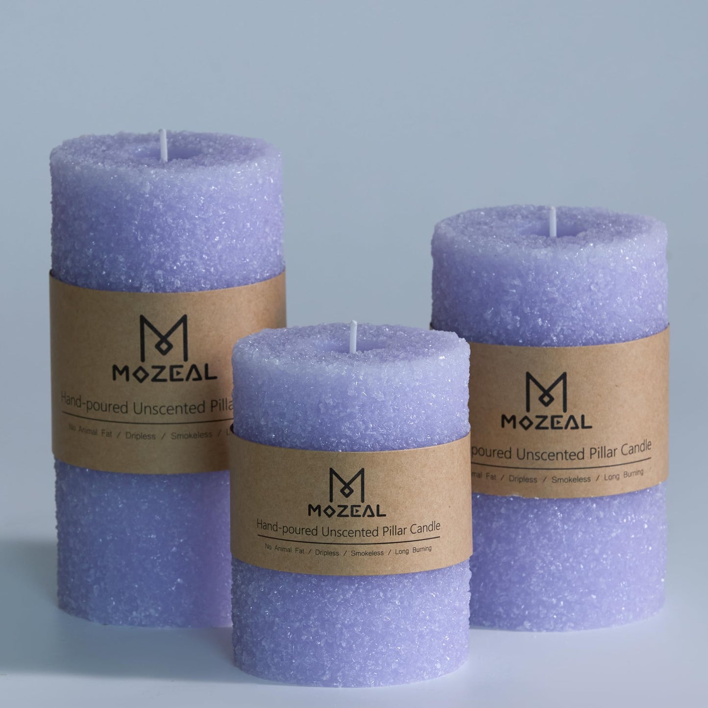 MOZEAL Hand-Poured Granular Texture Decorative Gold Pillar Candles Set of 3 (3"x4", 5", 6"), Approx 300 Hours Burn Time Dripless, Unscented, Smokeless, for Glamorous Events & Christmas Party Decor