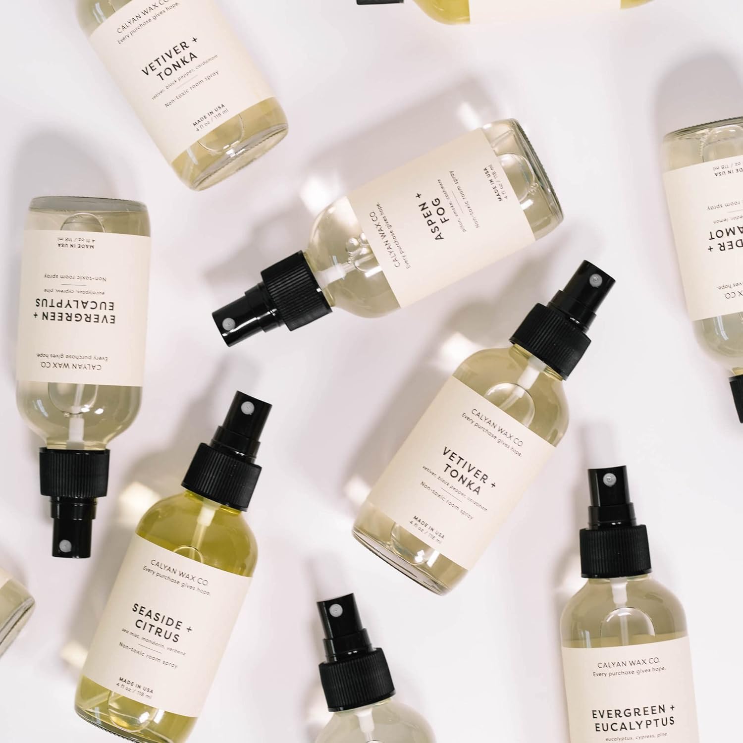 Calyan Wax Co. Evergreen & Eucalyptus Room Spray - Non Toxic Air Freshener - Natural Room Deodorizer with Essential Oils - Air Freshener Spray for Home - 4 fl oz