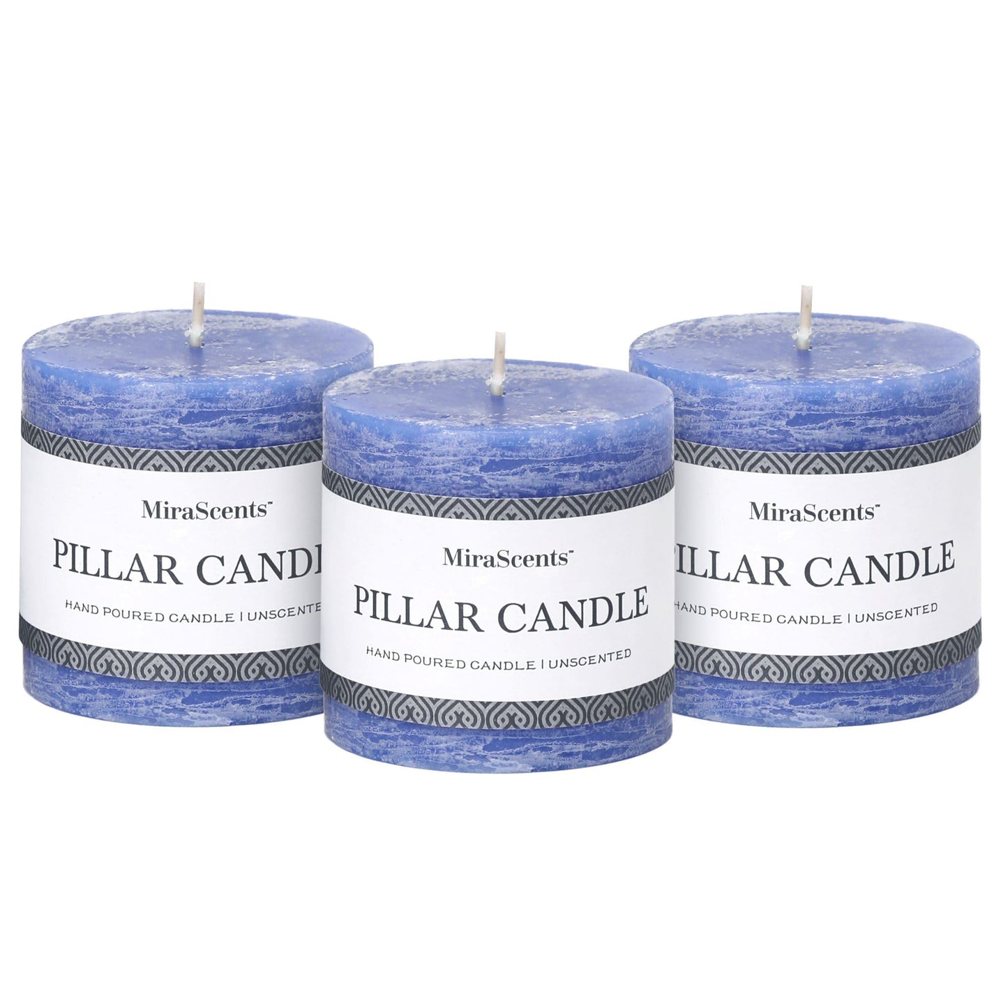 3x4 Inch Sage Green Pillar Candles - Set of 3, Unscented, Long Burning, Smokeless Dripless Candles for Spring Home Decor, Dinner Table, Bathroom, Rustic Decor