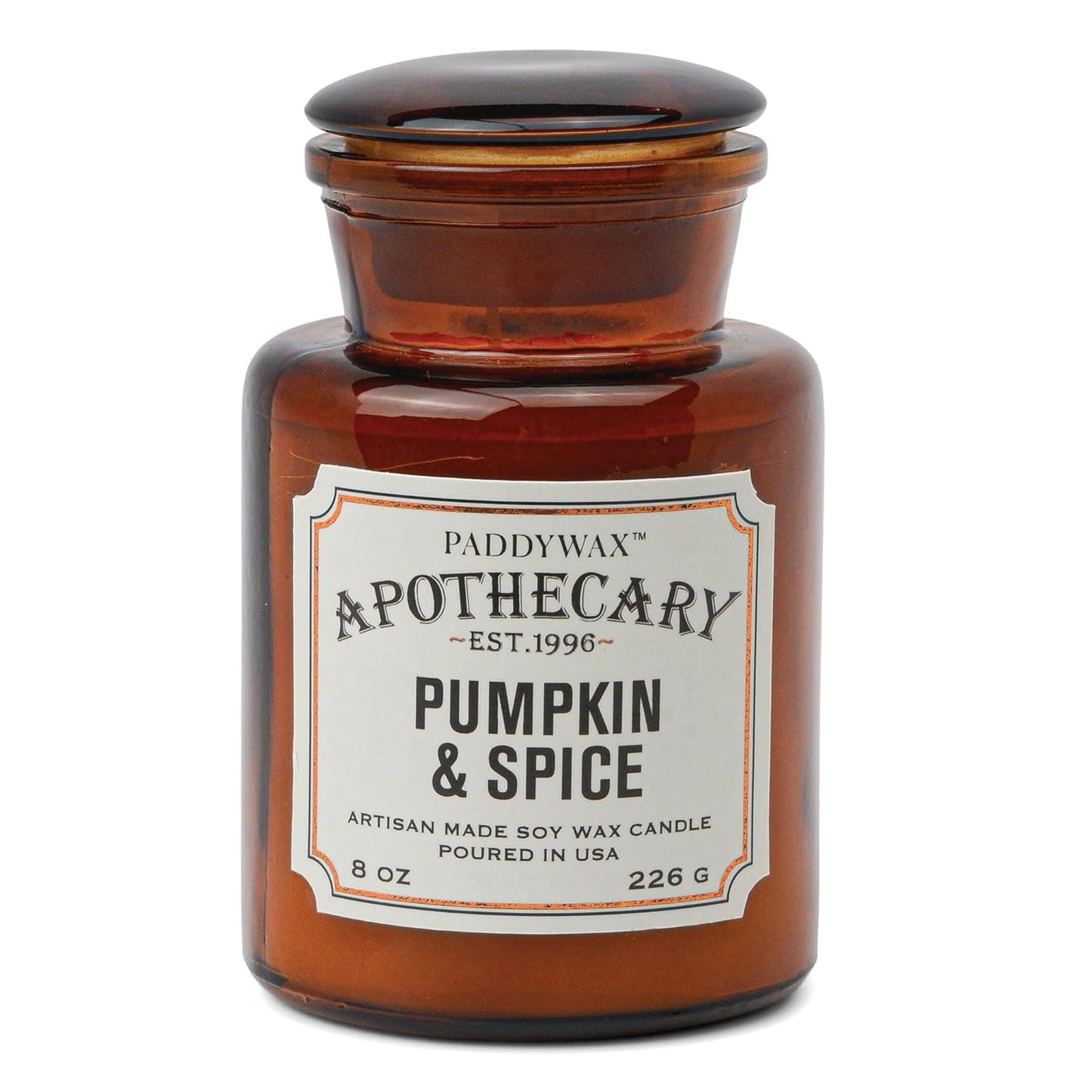 Paddywax Artisan Apothecary Scented Candle with Lid in Reusable Glass Jar, Clean-Burn Soy Candle with Approx. 54 Hour Burn Time, Sea Salt & Sage, 8 oz.