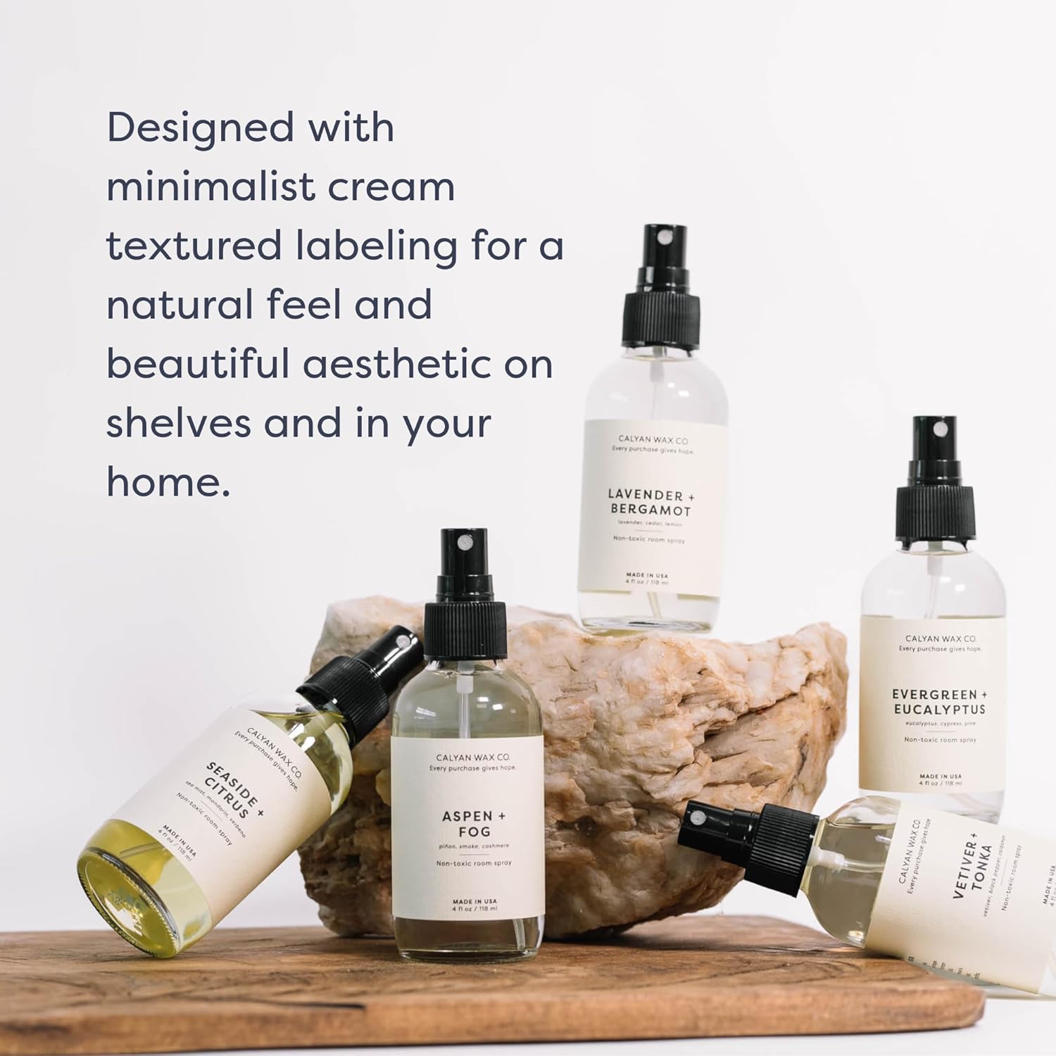 Calyan Wax Co. Evergreen & Eucalyptus Room Spray - Non Toxic Air Freshener - Natural Room Deodorizer with Essential Oils - Air Freshener Spray for Home - 4 fl oz