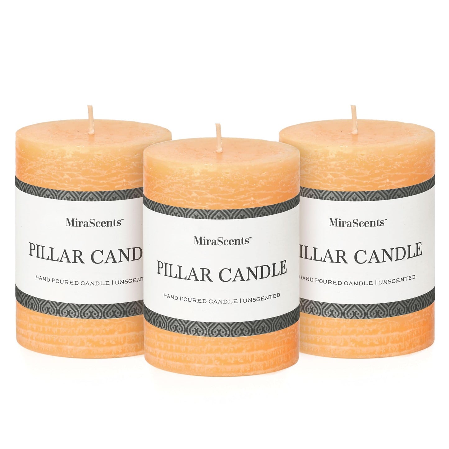 3x4 Inch Sage Green Pillar Candles - Set of 3, Unscented, Long Burning, Smokeless Dripless Candles for Spring Home Decor, Dinner Table, Bathroom, Rustic Decor