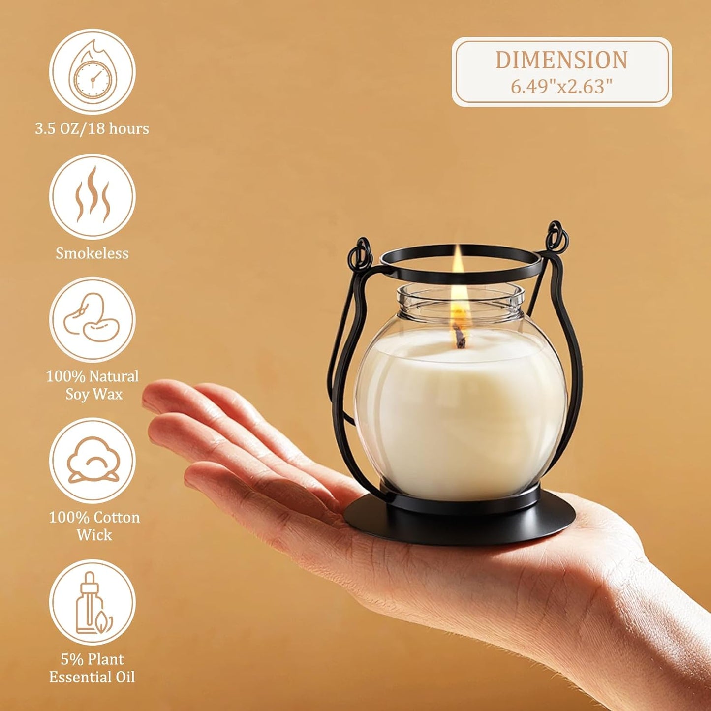 Scented Candles Gift Set - 3 Pack Candles for Home Scented Retro Lantern, Fall Candle Set Perfect for Women, Birthday, Yoga, Weddings, Christmas - Soy Wax Candle Vanilla, Rose, Lavender