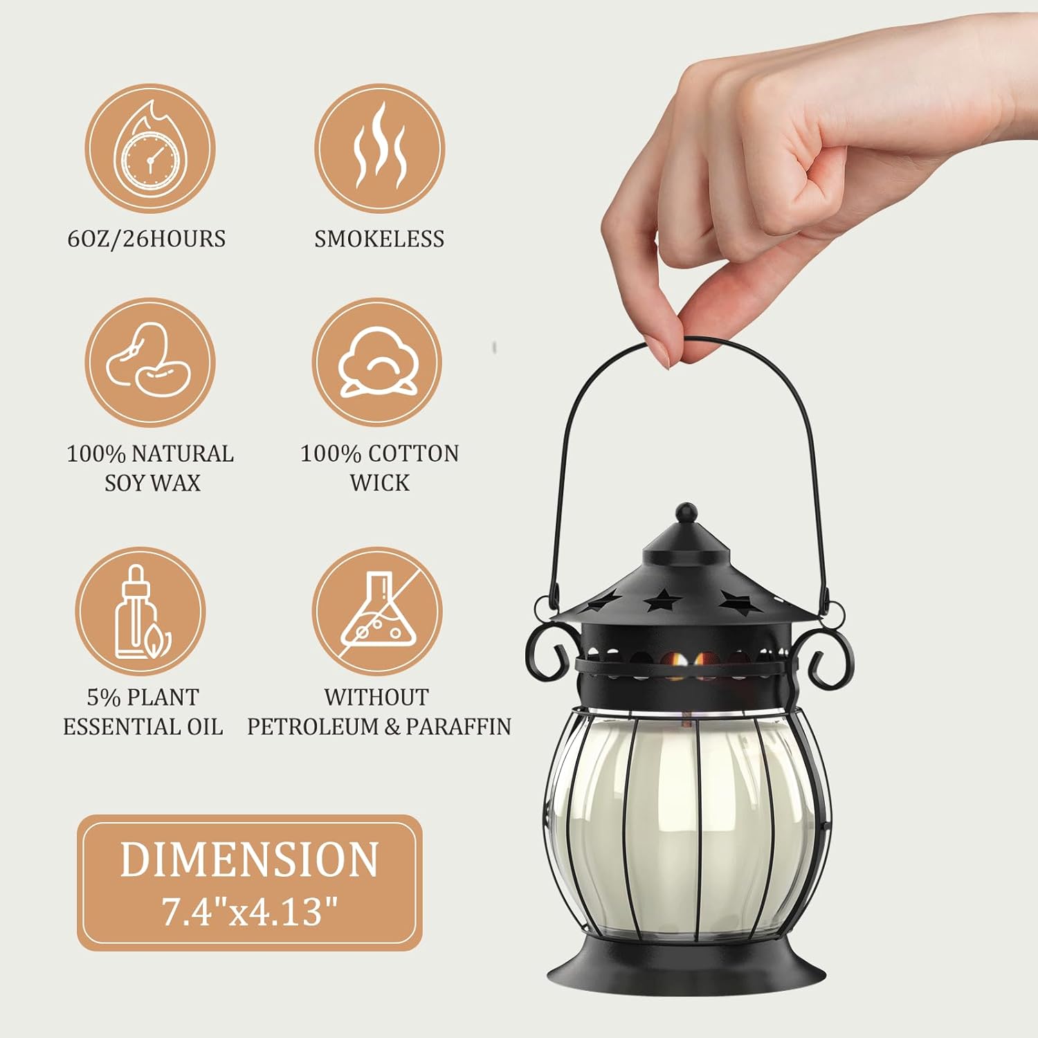 Scented Candles Gifts Set for Women, 2X 6 oz Aromatherapy Jar Candles for Home, Vanilla & Lavender Soy Wax Long Lasting Retro Lantern Candles Perfect for Stress Relief Mum Yoga Bath Spa Christmas