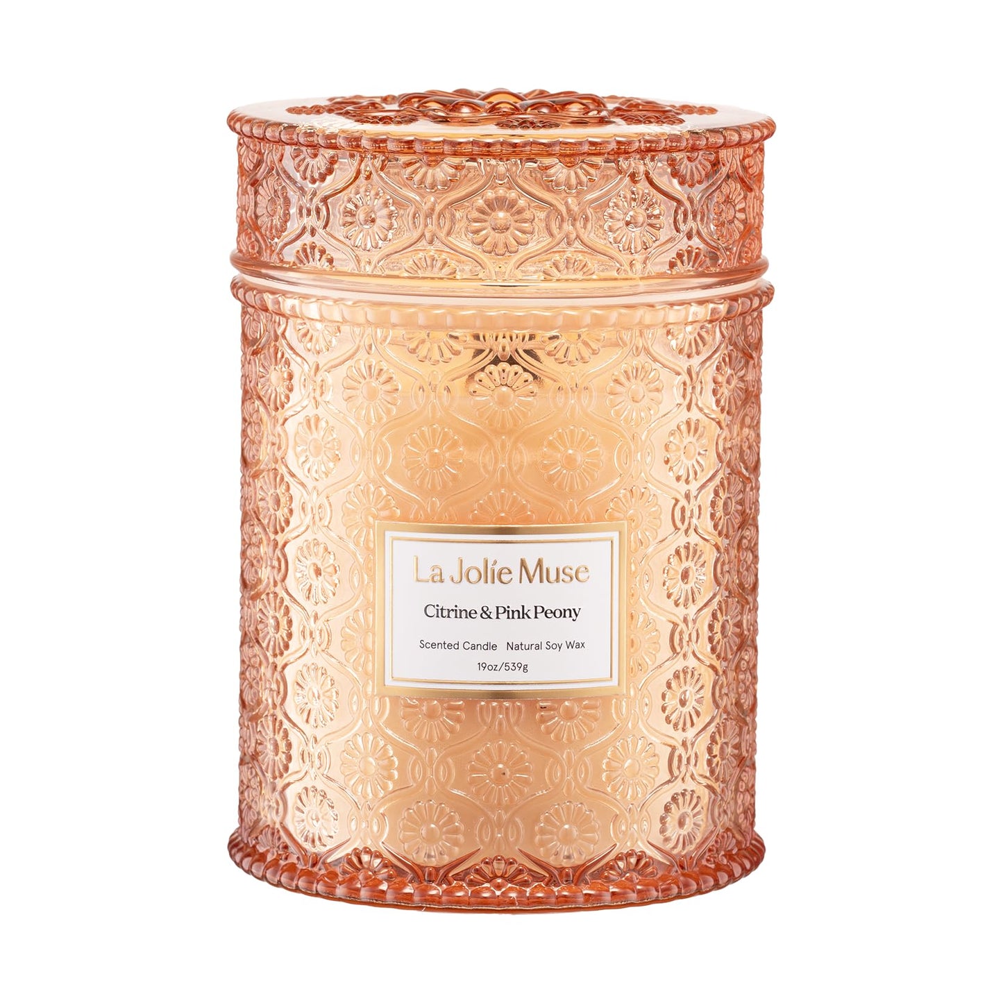 LA JOLIE MUSE Lavender Suede Candle – Eucalyptus, Lavender & Sandalwood 19 oz Large Wooden Wick Candle | Natural Soy Wax | 90 Hours Clean Burn | Aromatherapy Candle for Relaxation