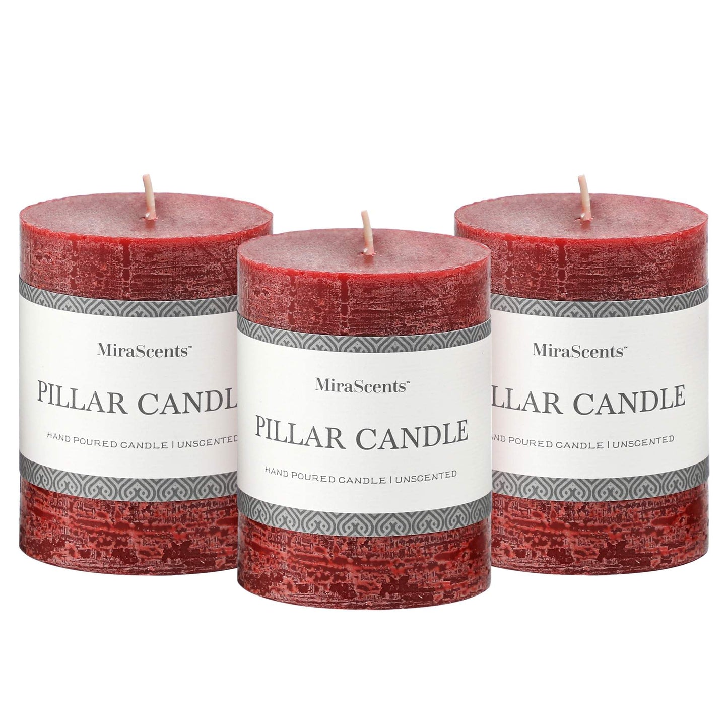 3x4 Inch Sage Green Pillar Candles - Set of 3, Unscented, Long Burning, Smokeless Dripless Candles for Spring Home Decor, Dinner Table, Bathroom, Rustic Decor