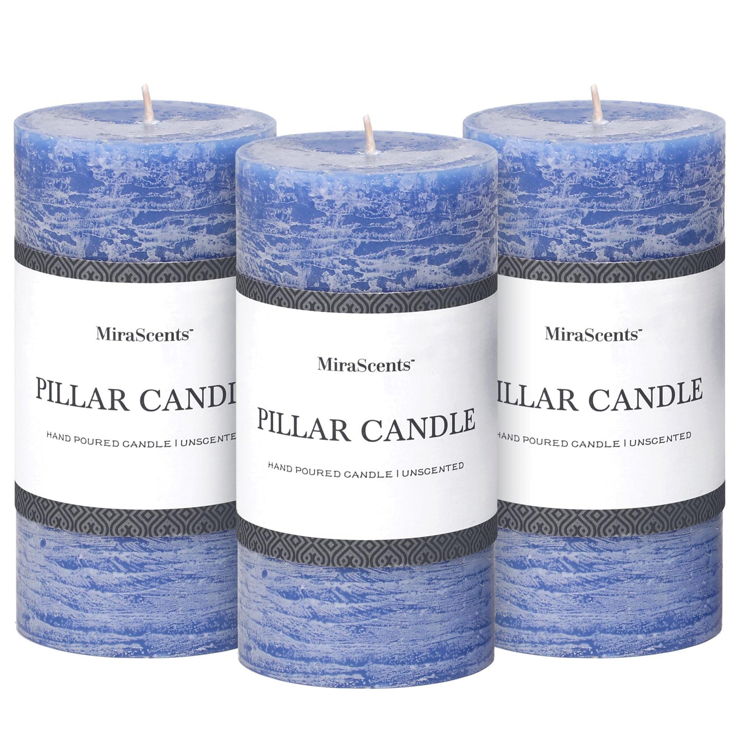 3x4 Inch Sage Green Pillar Candles - Set of 3, Unscented, Long Burning, Smokeless Dripless Candles for Spring Home Decor, Dinner Table, Bathroom, Rustic Decor