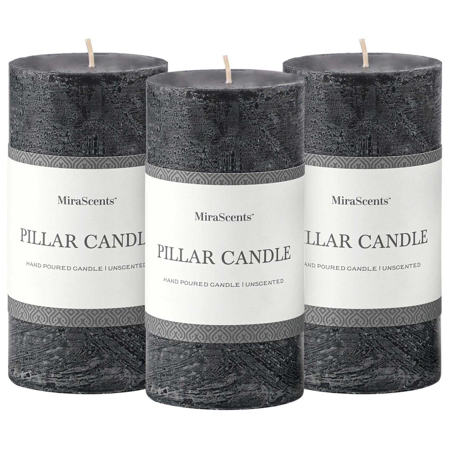 3x4 Inch Sage Green Pillar Candles - Set of 3, Unscented, Long Burning, Smokeless Dripless Candles for Spring Home Decor, Dinner Table, Bathroom, Rustic Decor