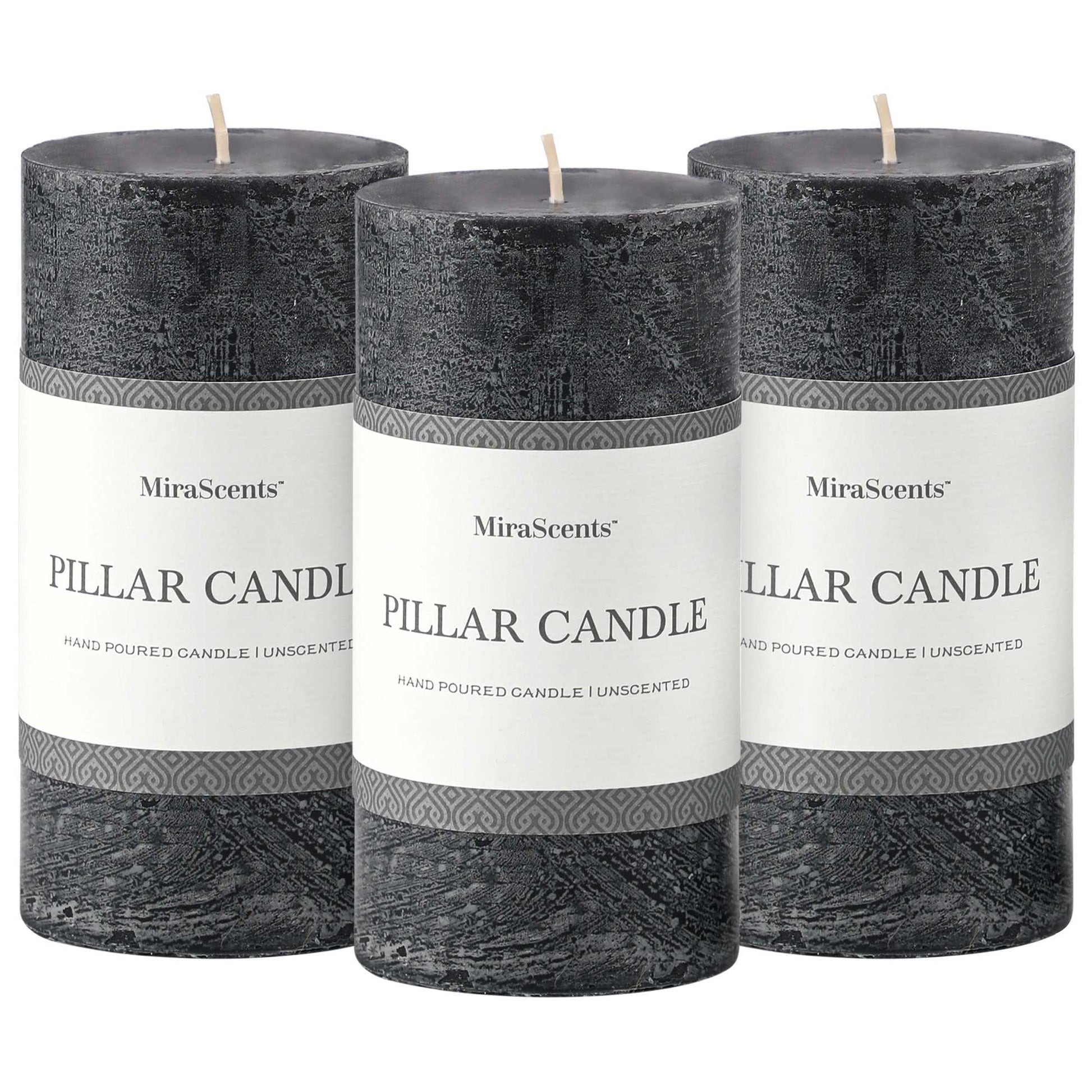 3x4 Inch Sage Green Pillar Candles - Set of 3, Unscented, Long Burning, Smokeless Dripless Candles for Spring Home Decor, Dinner Table, Bathroom, Rustic Decor