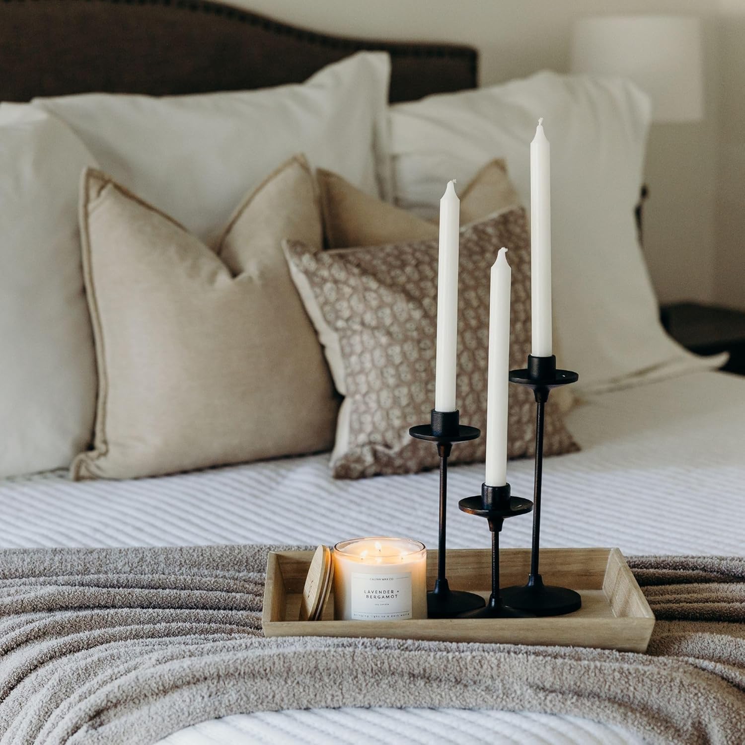 Calyan Wax Co. Lavender & Bergamot 3 Wick Scented Candle - 43 Hour Burn - Luxury 3 Wick Soy Candles - Non Toxic Soy Wax Candles - Long Lasting Large Glass Jar Candle for Home - 14.9oz