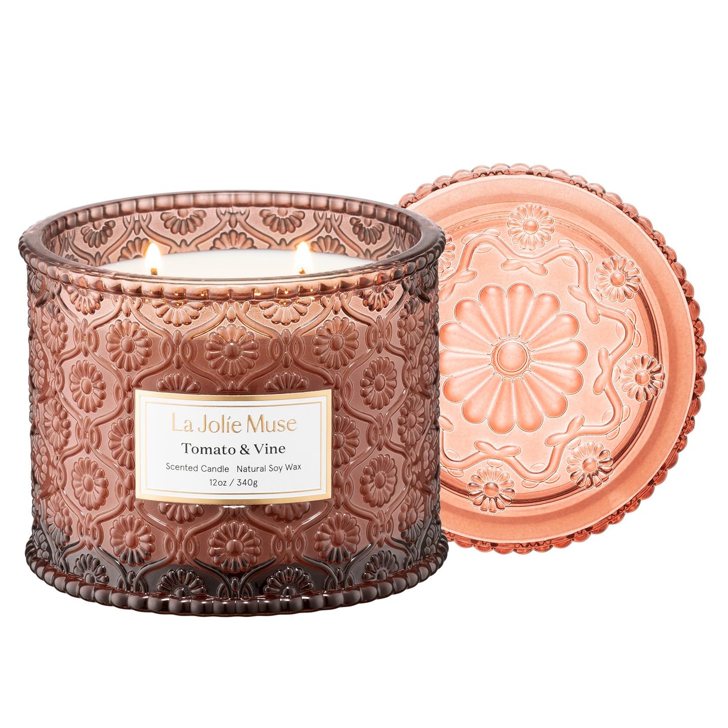 LA JOLIE MUSE Lavender Suede Candle – Eucalyptus, Lavender & Sandalwood 19 oz Large Wooden Wick Candle | Natural Soy Wax | 90 Hours Clean Burn | Aromatherapy Candle for Relaxation