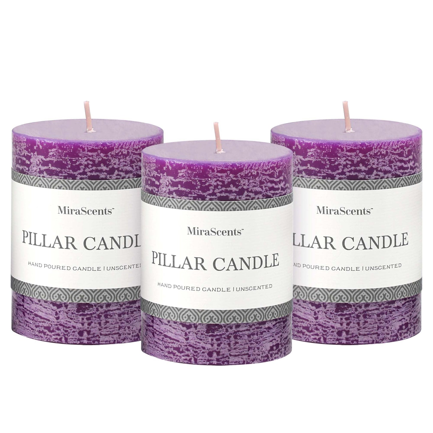 3x4 Inch Sage Green Pillar Candles - Set of 3, Unscented, Long Burning, Smokeless Dripless Candles for Spring Home Decor, Dinner Table, Bathroom, Rustic Decor