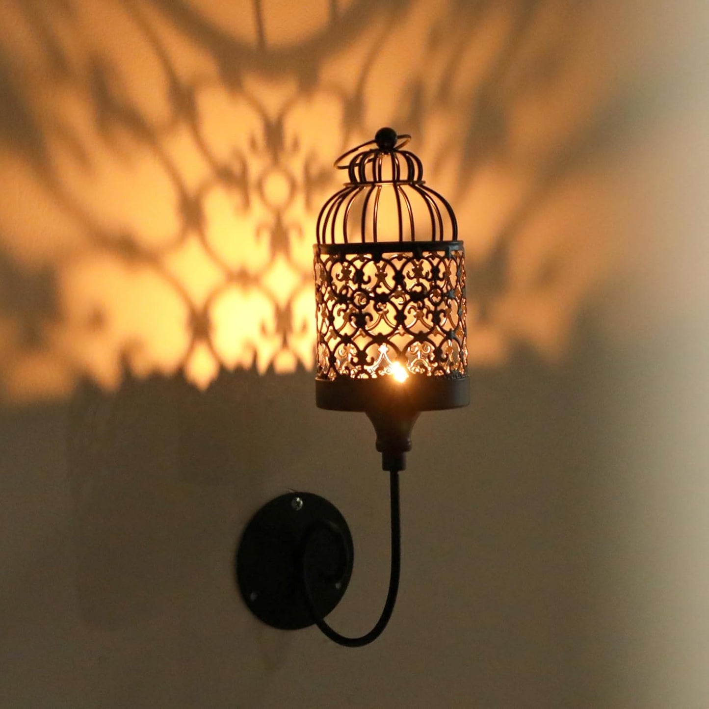 Wall Sconce Candle Holder Birdcage Style Design Metal Wall Candle Holder, Home Wall Decoration for Living Room, Bathroom, Dining Room（Single-Head）