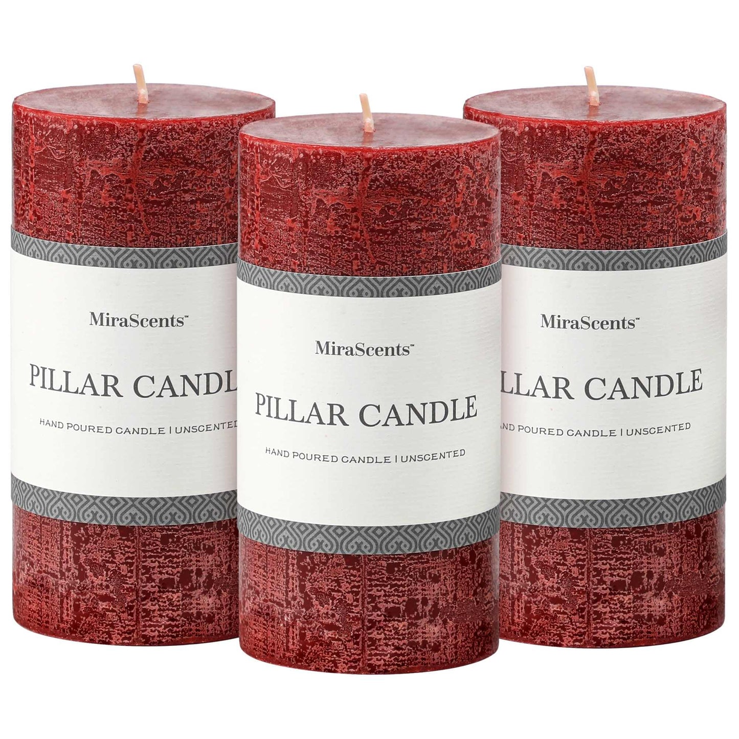 3x4 Inch Sage Green Pillar Candles - Set of 3, Unscented, Long Burning, Smokeless Dripless Candles for Spring Home Decor, Dinner Table, Bathroom, Rustic Decor