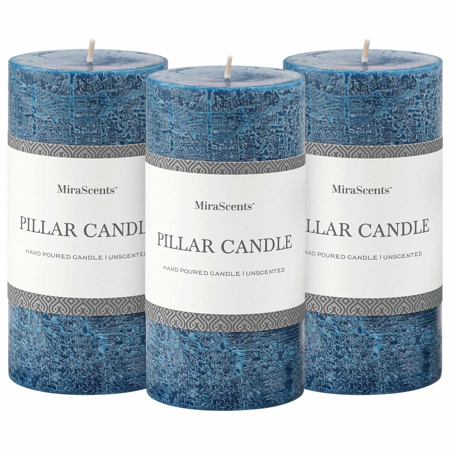 3x4 Inch Sage Green Pillar Candles - Set of 3, Unscented, Long Burning, Smokeless Dripless Candles for Spring Home Decor, Dinner Table, Bathroom, Rustic Decor