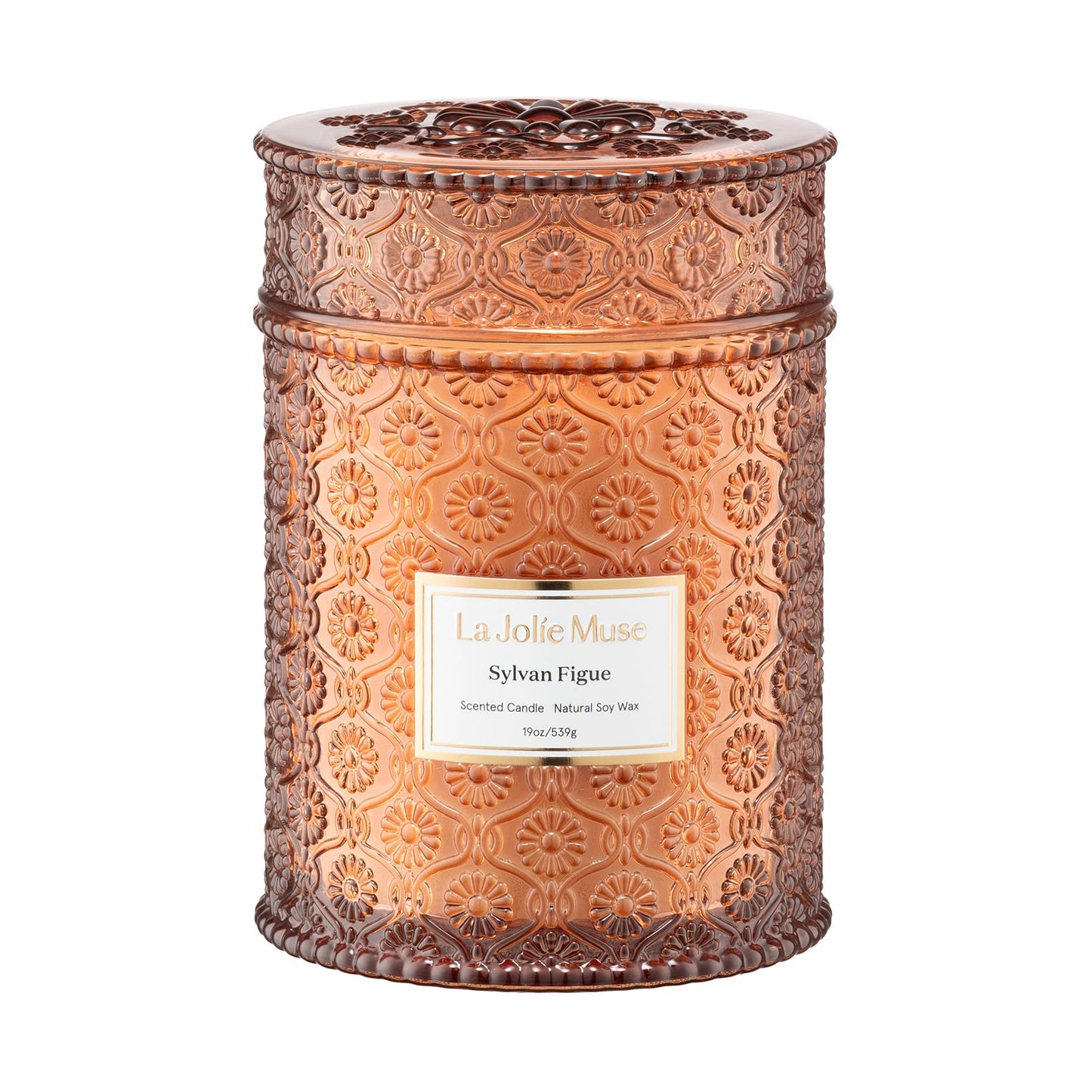 LA JOLIE MUSE Lavender Suede Candle – Eucalyptus, Lavender & Sandalwood 19 oz Large Wooden Wick Candle | Natural Soy Wax | 90 Hours Clean Burn | Aromatherapy Candle for Relaxation