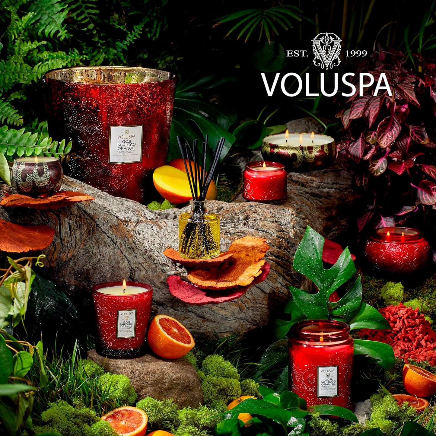 Voluspa Goji Tarocco Orange Candle, 18 oz, Coconut Wax Blend, Scented Candles for Home, 100 Hour Burn Time, Candle Jars